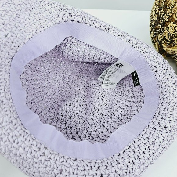 Divided H&M Bucket Hat L Lavender Purple Paper Floppy 90s Retro Vintage Classic - Picture 8 of 13